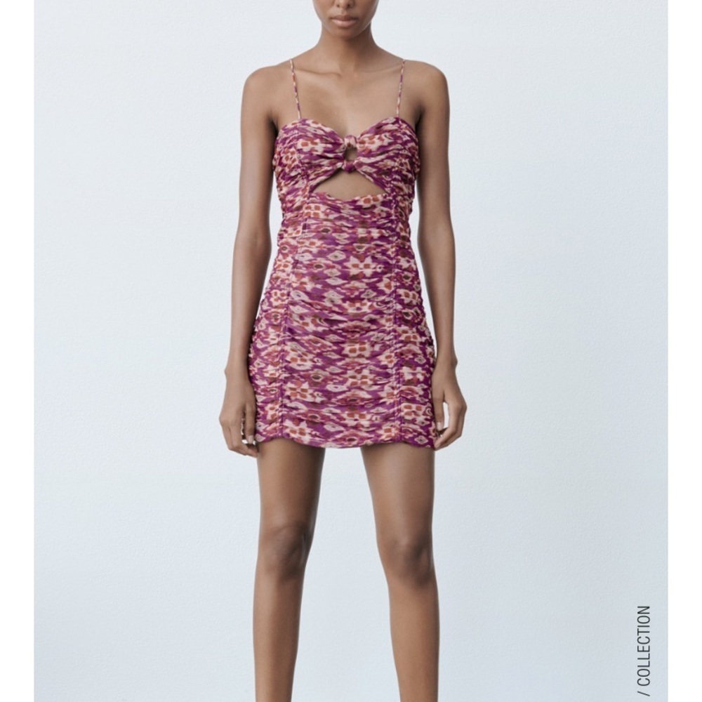Printed DRESS WITH DRAPING​